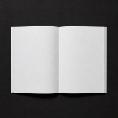 Open Blank Book on Black Background