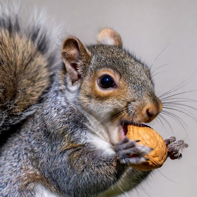 Squirrel eating walnut