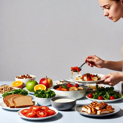 Woman eating healthy meal