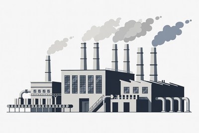 Industrial Factory with Smokestacks