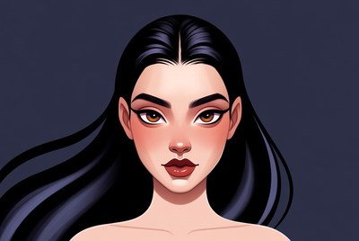 Beautiful Asian woman portrait illustration