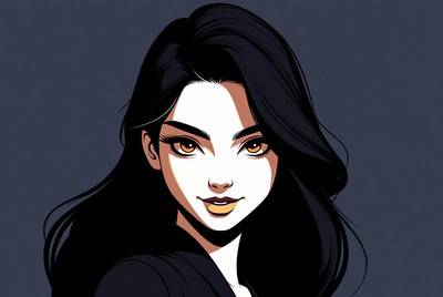 Anime girl with long black hair