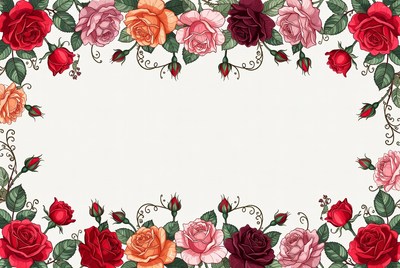 Colorful Rose Border Illustration