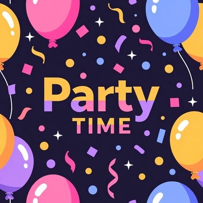 Party Time Balloons Illustration