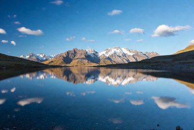 Mountain Range Reflected in Alpine Lake