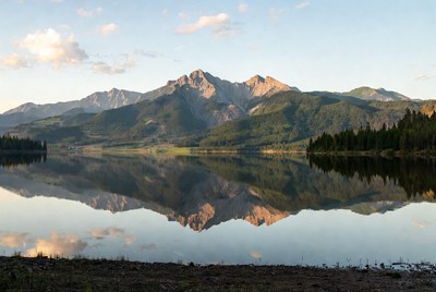 Mountain Range Reflection in Lake