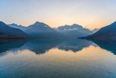 Mountain Lake at Sunset Reflection