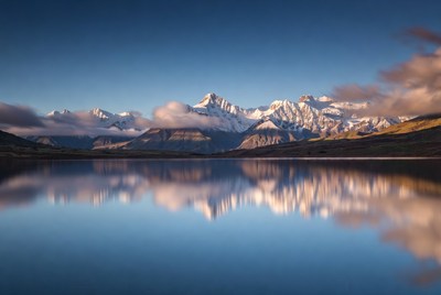 Snowy Mountains Reflected in Lake