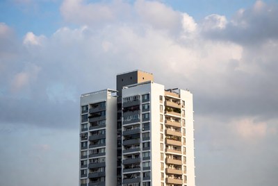 Modern White Apartment Building Sky