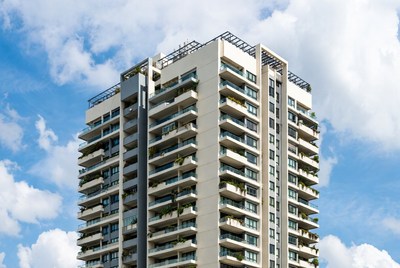 Modern high-rise apartment building
