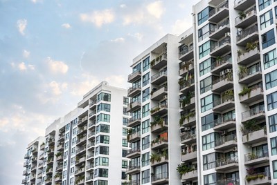 Modern White High-Rise Apartment Buildings