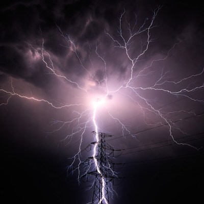 Lightning Striking Power Tower