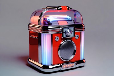 Red Neon Glowing Jukebox