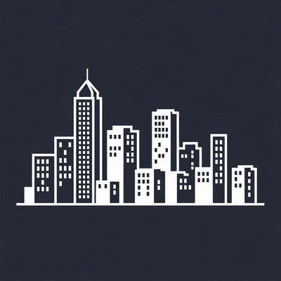Black and White City Skyline Silhouette