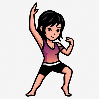 Asian woman flexing muscles in dance pose