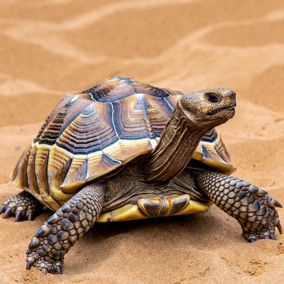 Radiated tortoise on sand