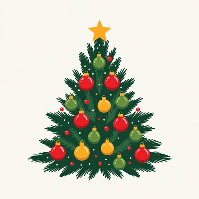 Decorated Christmas Tree Illustration