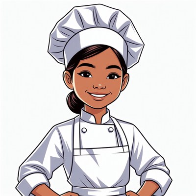 Asian girl chef illustration