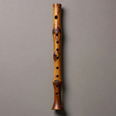 Bamboo Flute on Gray Background