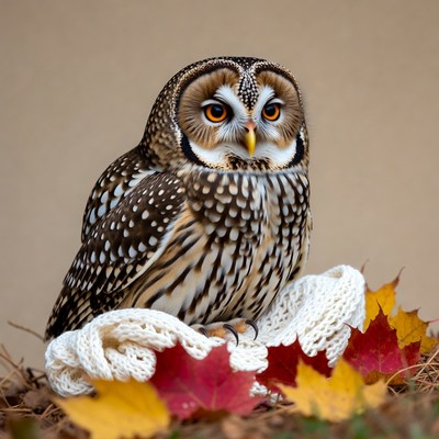 Short-eared Owl on White Blanket