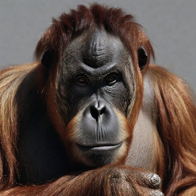 Close-up of orangutan face