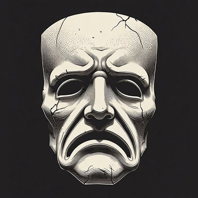 Cracked Tragedy Mask Illustration