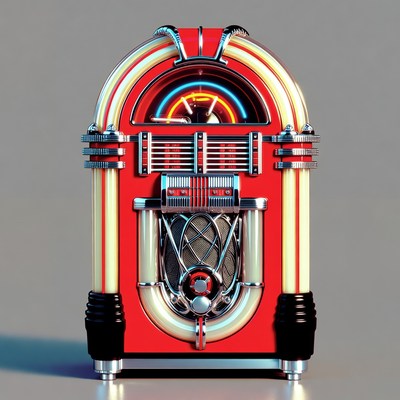 Vintage Red Jukebox with Neon Lights