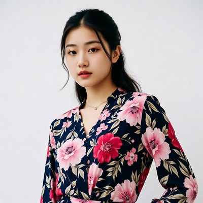 Asian woman in floral dress