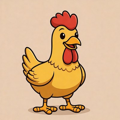 Cartoon yellow chicken smiling