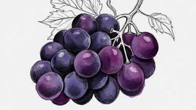 Bunch of purple grapes illustration