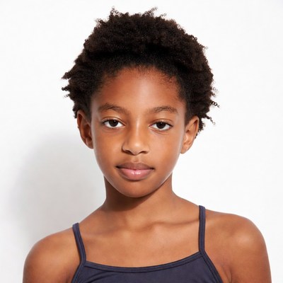 African-American girl with curly hair