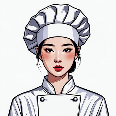 Asian woman chef illustration