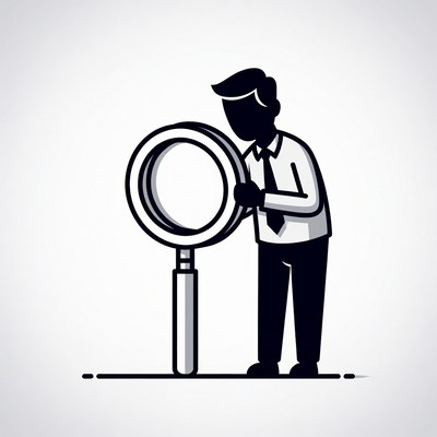 Man examining with magnifying glass