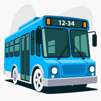 Blue Bus with 12-34 Display