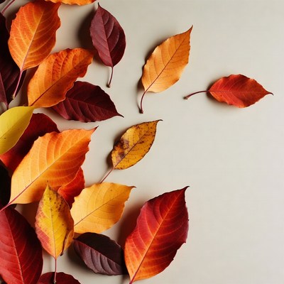 Autumn leaves on white background