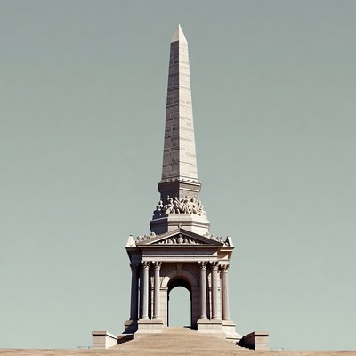 Tall Obelisk Monument on Steps