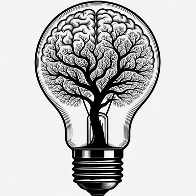 Tree Growing in Lightbulb Illustration