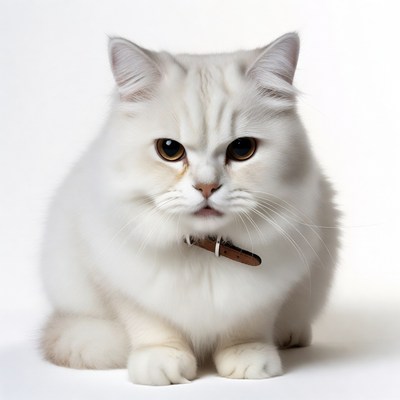 White British Shorthair cat with collar