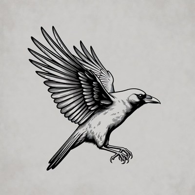 Flying Crow Illustration
