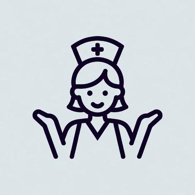 Smiling Nurse Illustration with Raised Hands