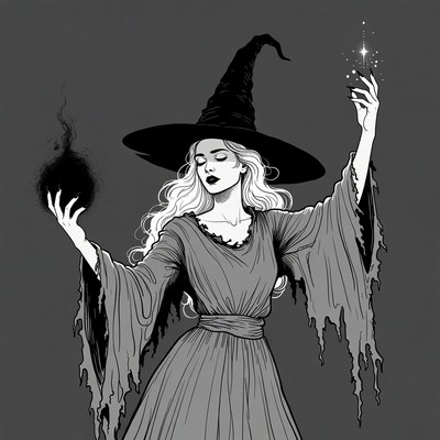 Witch casting magic spell