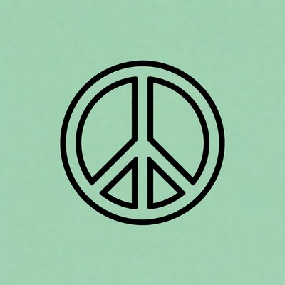 Black Peace Symbol on Mint Green
