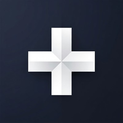 White Cross on Dark Blue Background