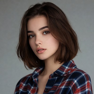 Woman with brown bob haircut