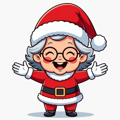 Smiling Granny in Santa Claus Costume