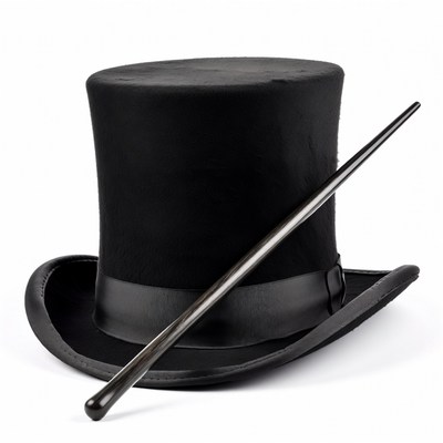 Black Top Hat with Magic Wand