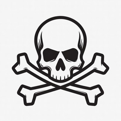 Black Skull and Crossbones Illustration