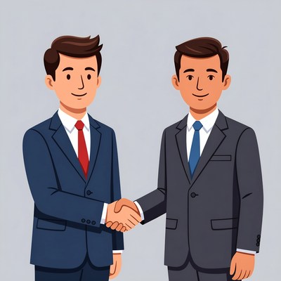 Two men shaking hands in suits