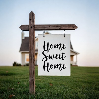 Home Sweet Home Sign in Yard