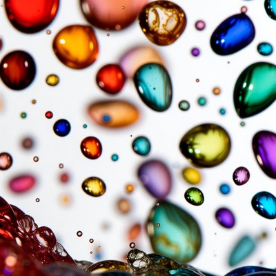 Colorful Water Droplets Floating